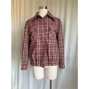 RARE Vintage Pendleton Women's Red & Cream Collared Wool Plaid Jacket Size M